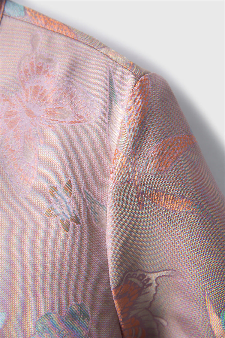 Double-sided different-color new Chinese style silk jacquard dress