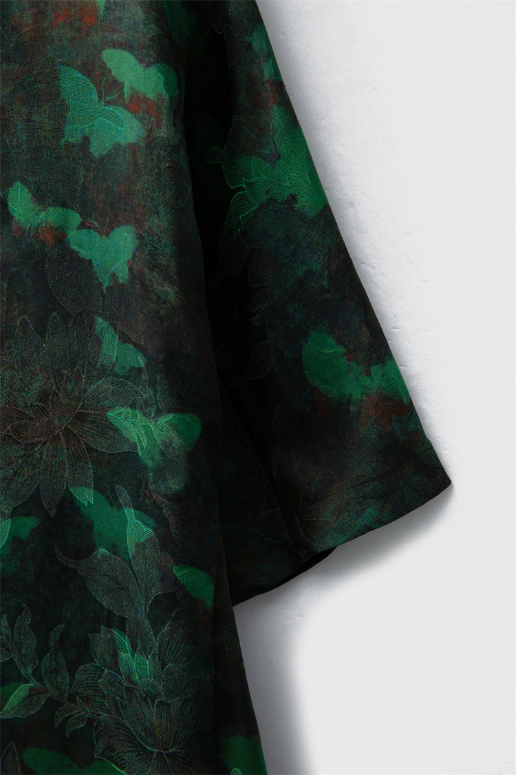 Silk shantung silk jacquard flower Chinese style dress