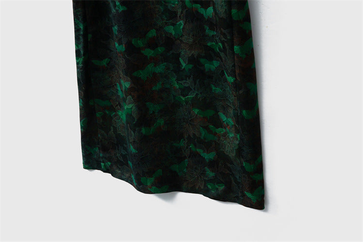 Silk shantung silk jacquard flower Chinese style dress