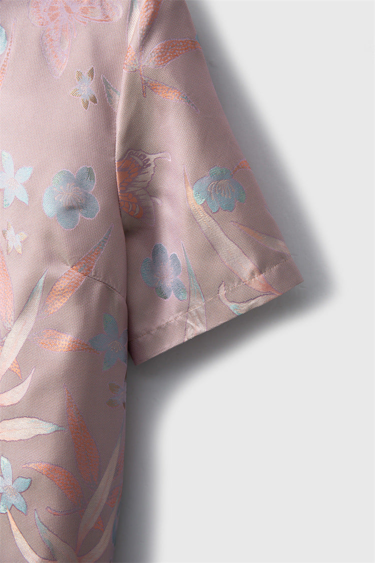 Double-sided different-color new Chinese style silk jacquard dress