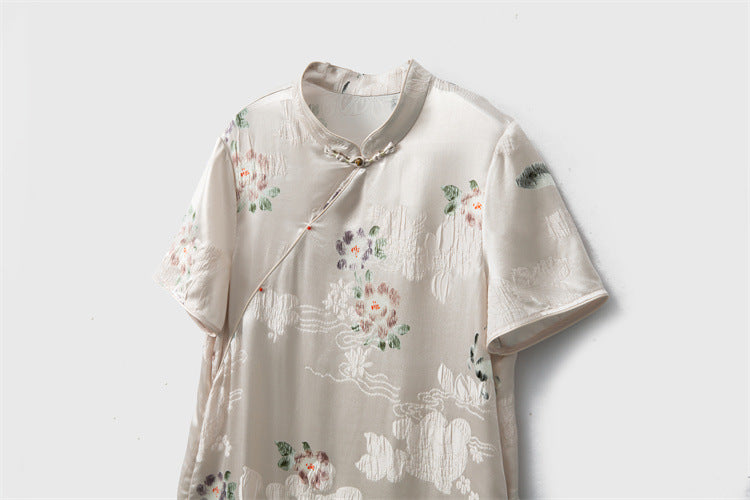 New Chinese style cheongsam dress Chinese style short sleeve dress
