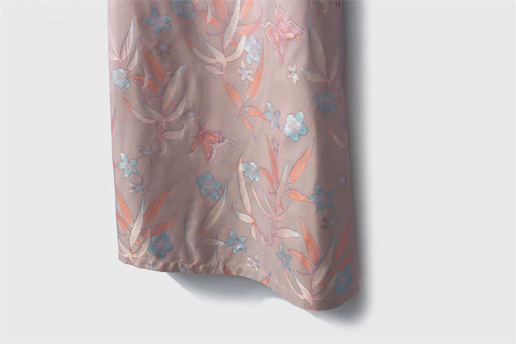 Double-sided different-color new Chinese style silk jacquard dress