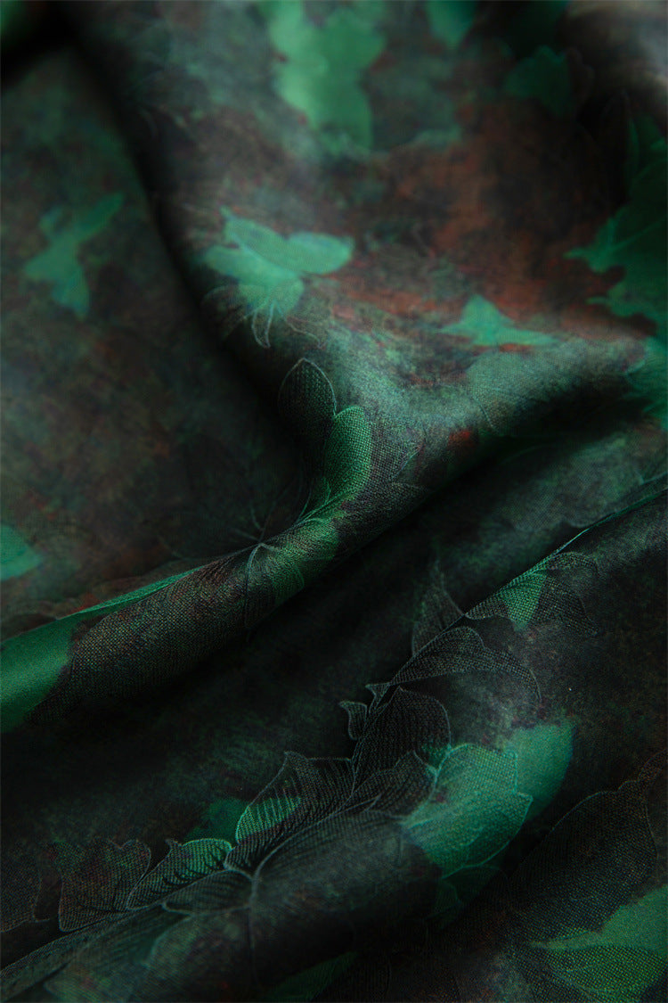 Silk shantung silk jacquard flower Chinese style dress
