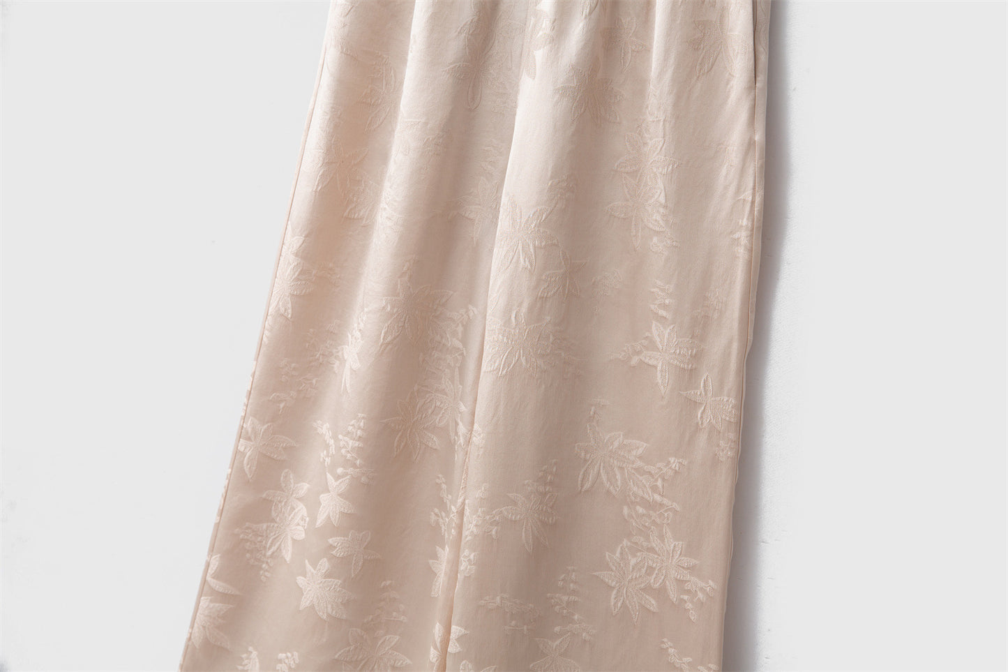Silk Flower Crown Satin Stand Collar Suit Women 100% Silk Jacquard Vest Wide Leg Pants Two-piece Suit