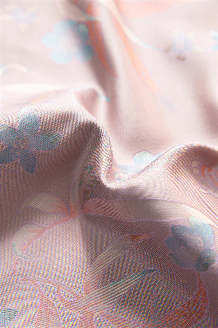 Double-sided different-color new Chinese style silk jacquard dress