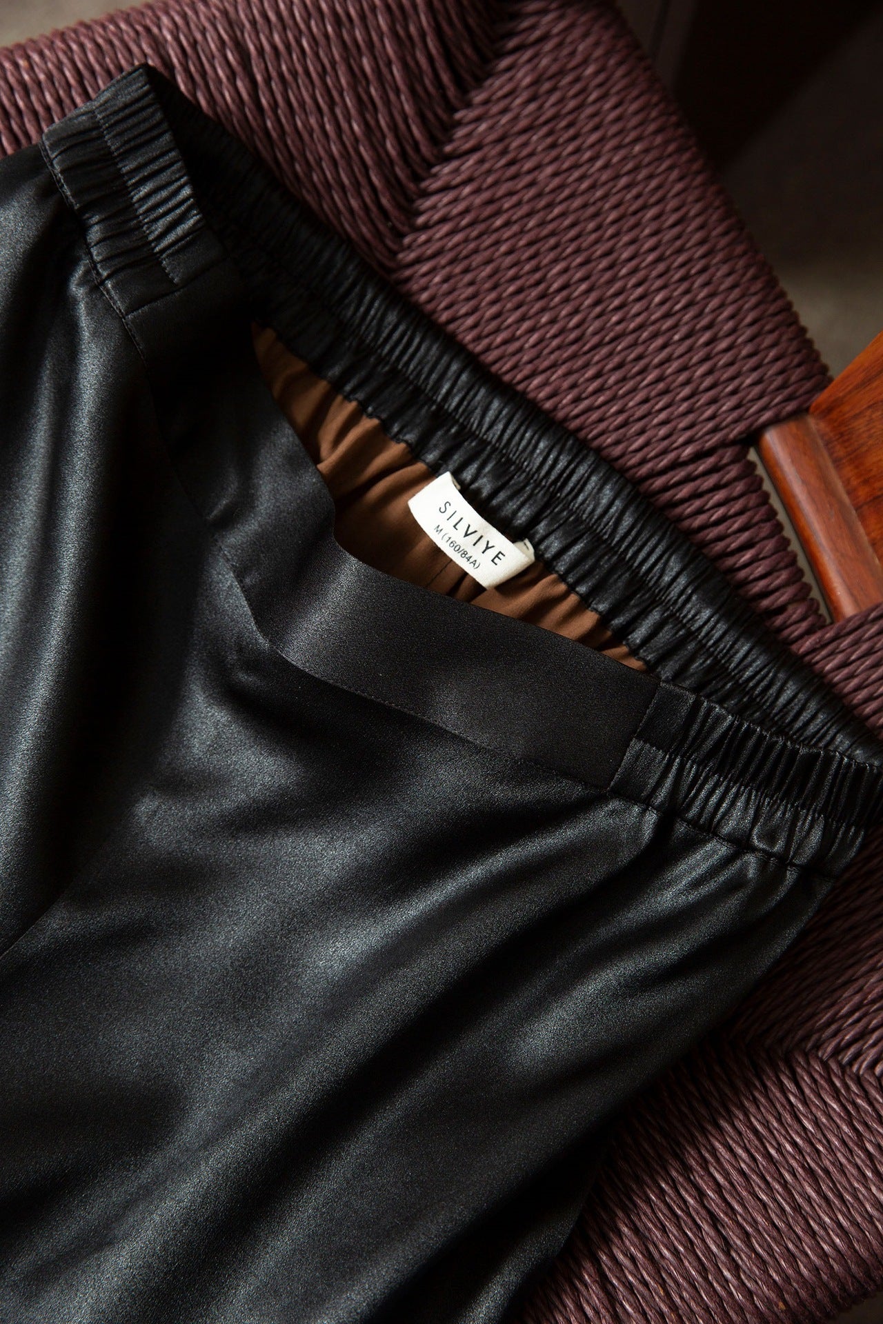 Silk Xiangyunsha leather glossy old material silk wide-leg pants