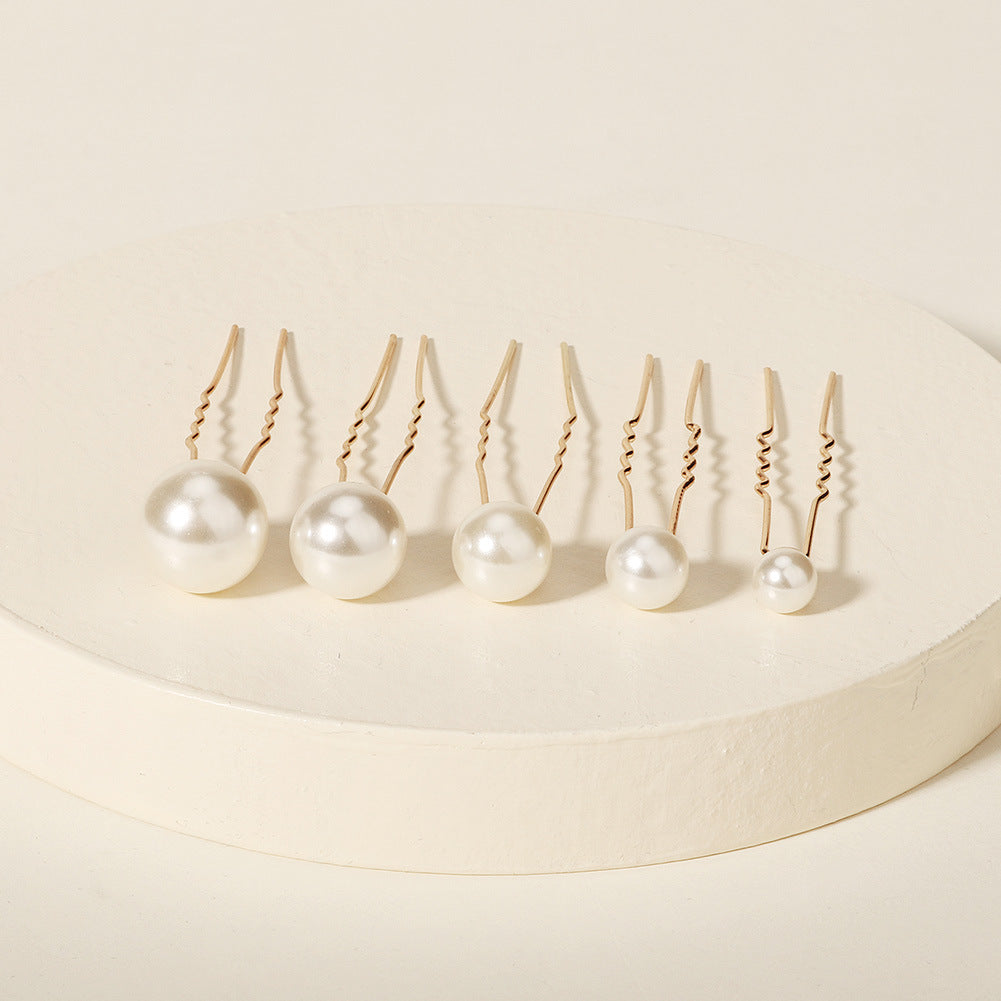 Japanese and Korean 18 hair forks simple and high-end daily pearl U-shaped hairpin