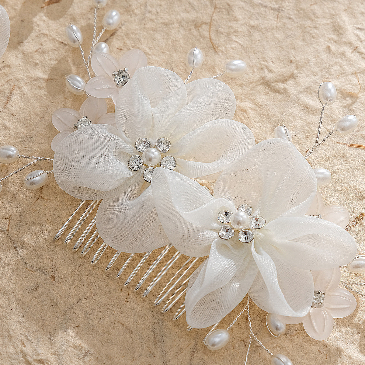 Simulation fabric flower handmade hair comb