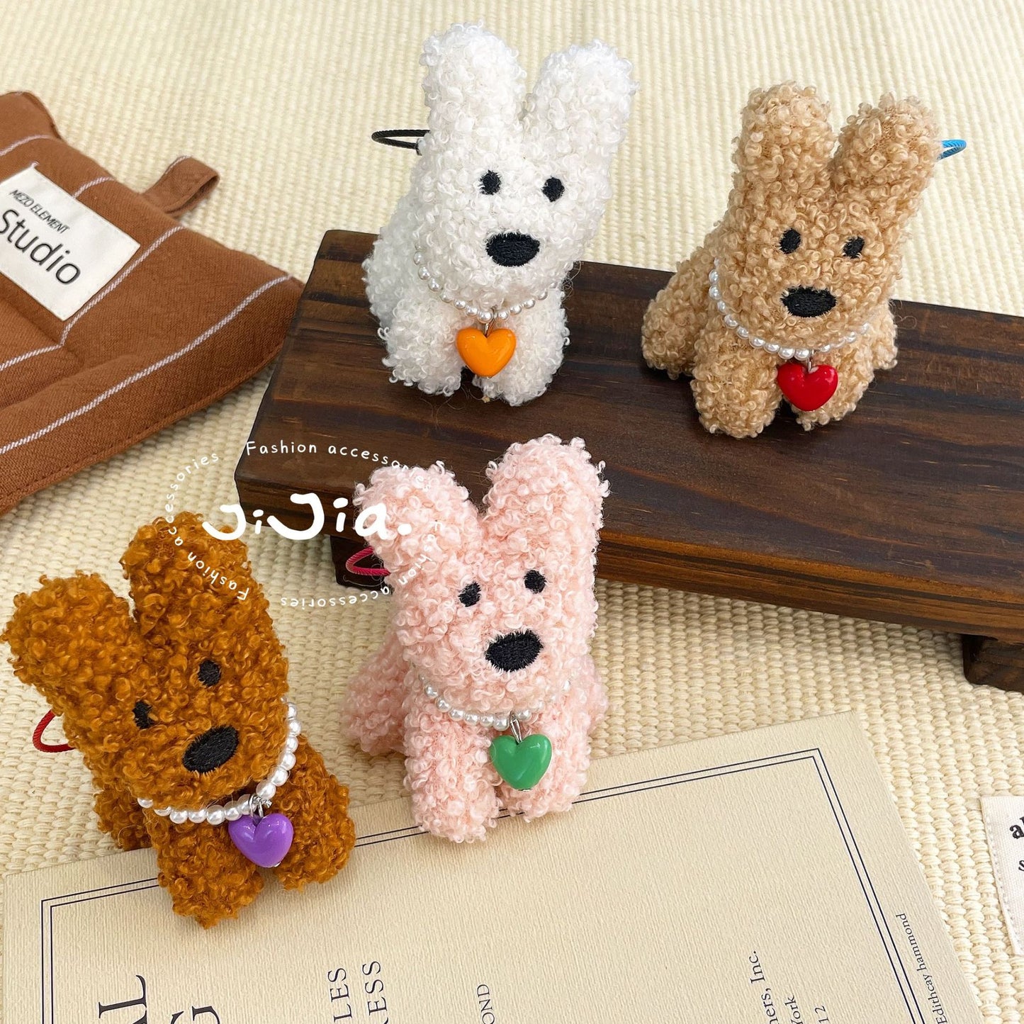 Korean cute plush puppy pendant sweet cartoon school bag pendant