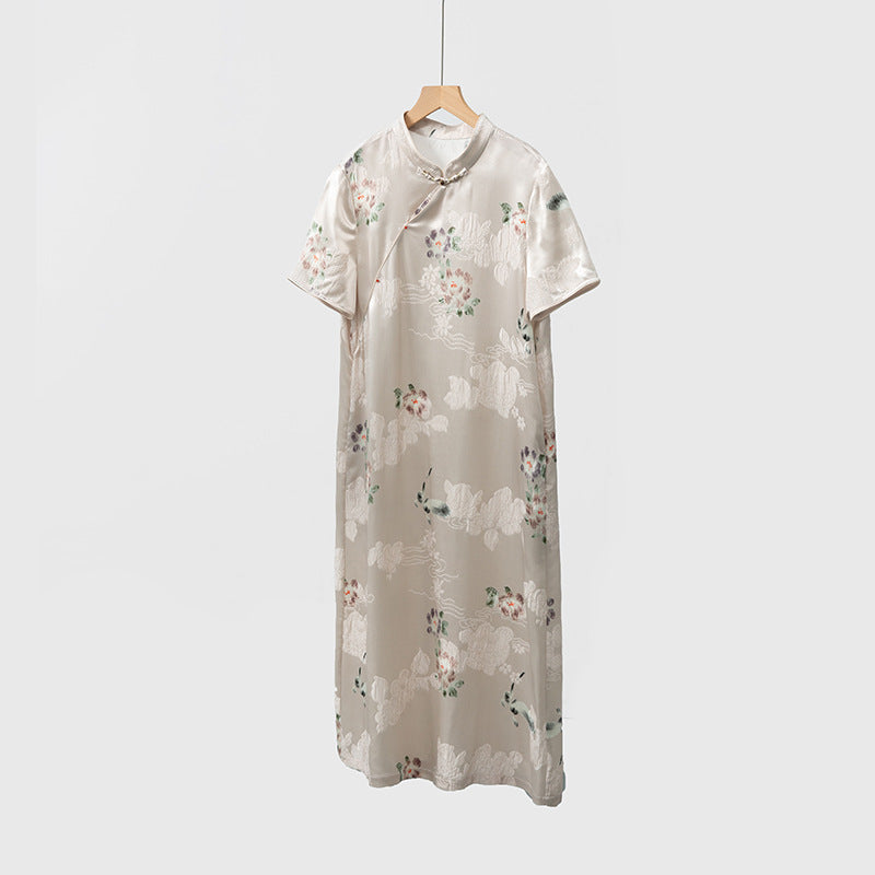 New Chinese style cheongsam dress Chinese style short sleeve dress
