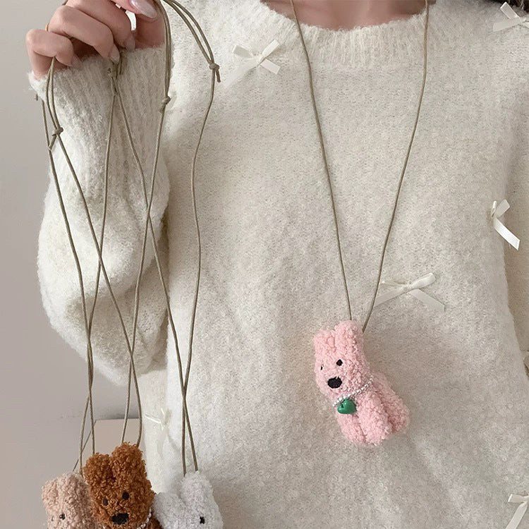 Korean cute plush puppy pendant sweet cartoon school bag pendant
