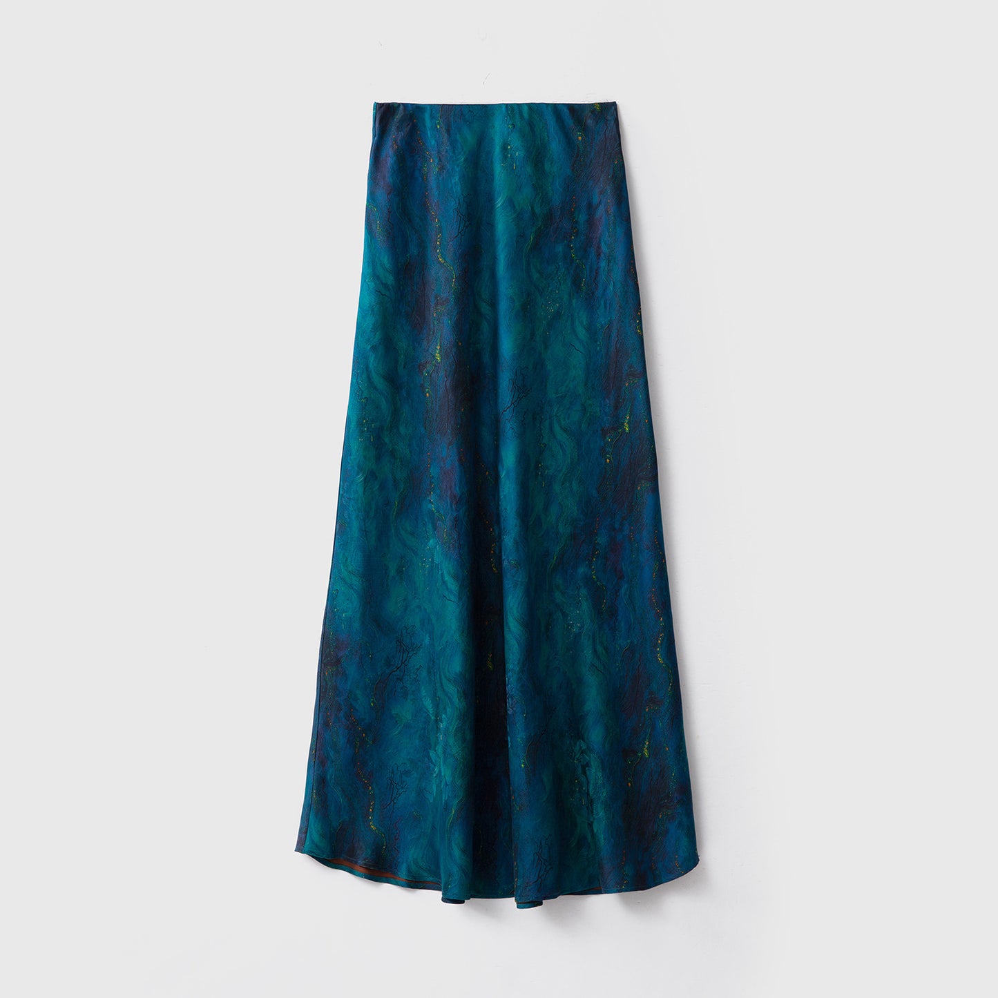 Silk flower Luo Xiangyun yarn skirt female deep sea blue fishtail skirt slim 100 mulberry silk dress skirt