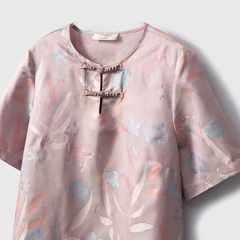 Double-sided different-color new Chinese style silk jacquard dress