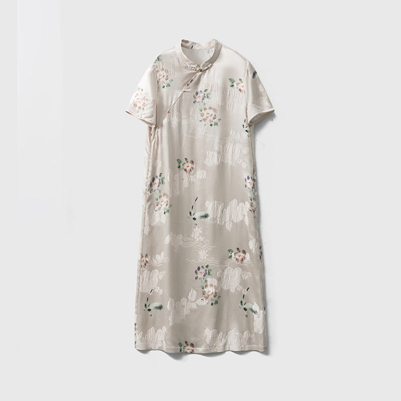 New Chinese style cheongsam dress Chinese style short sleeve dress
