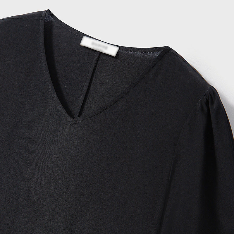 100 mulberry silk solid color Hepburn little black dress