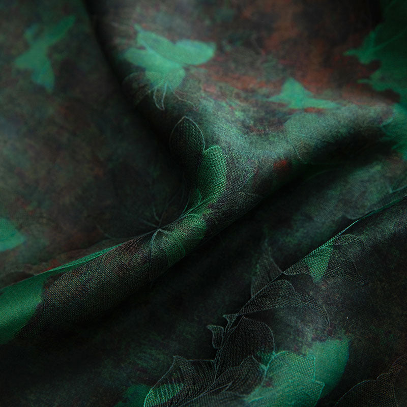 Silk shantung silk jacquard flower Chinese style dress