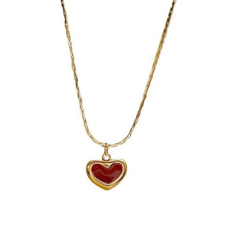 Autumn and winter atmosphere with a little red heart color red love pendant necklace