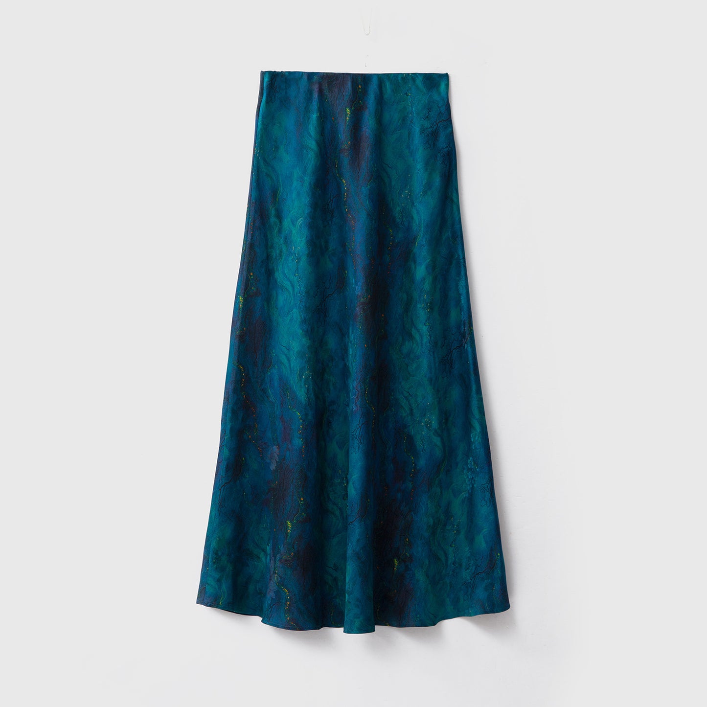 Silk flower Luo Xiangyun yarn skirt female deep sea blue fishtail skirt slim 100 mulberry silk dress skirt