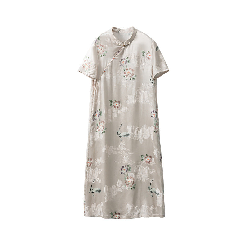 New Chinese style cheongsam dress Chinese style short sleeve dress