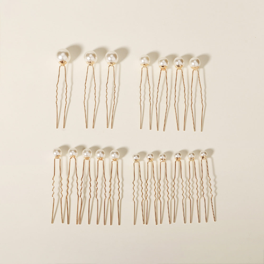 Japanese and Korean 18 hair forks simple and high-end daily pearl U-shaped hairpin