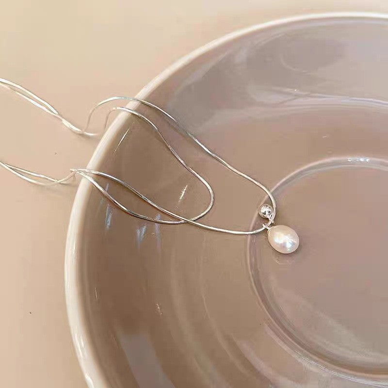 Simple double layer natural pearl necklace