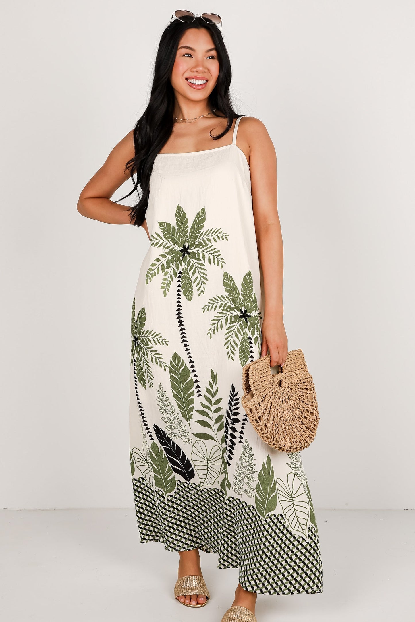 FINAL SALE - Wherever You Go Leaf Print Maxi Dress