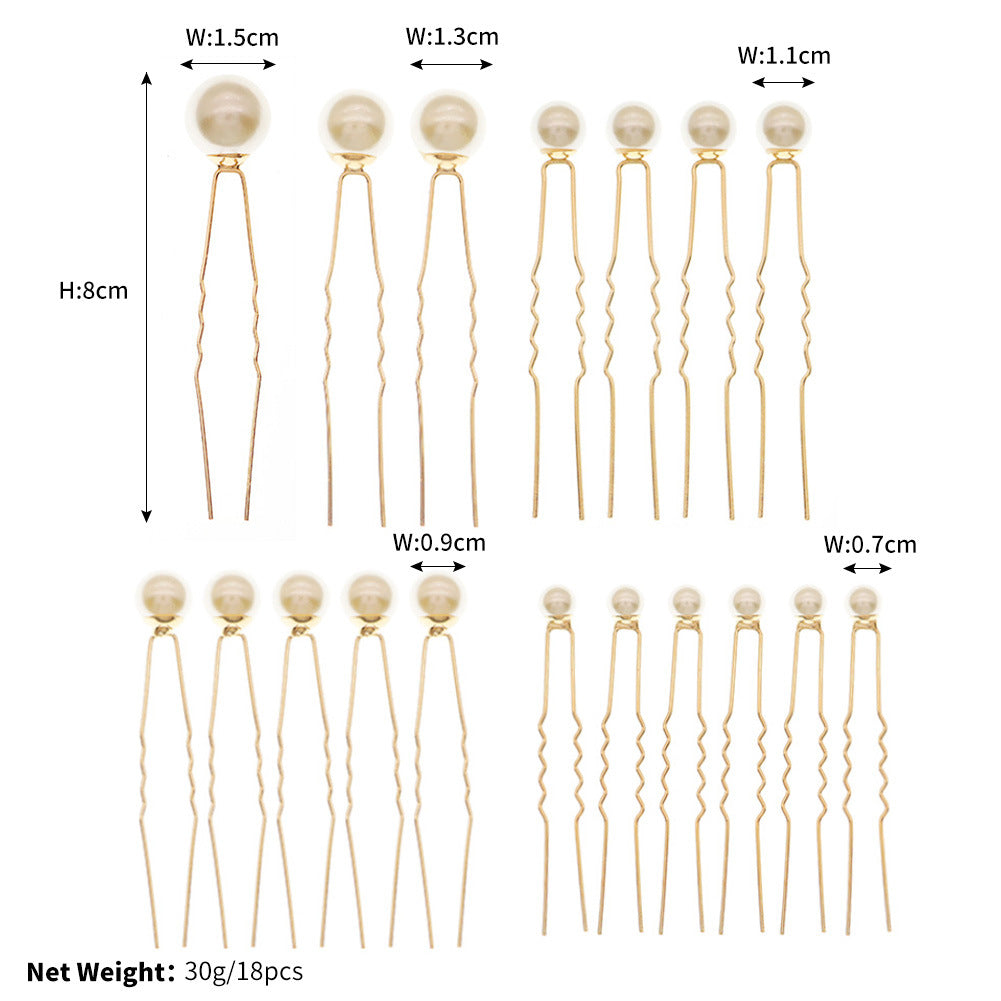 Japanese and Korean 18 hair forks simple and high-end daily pearl U-shaped hairpin