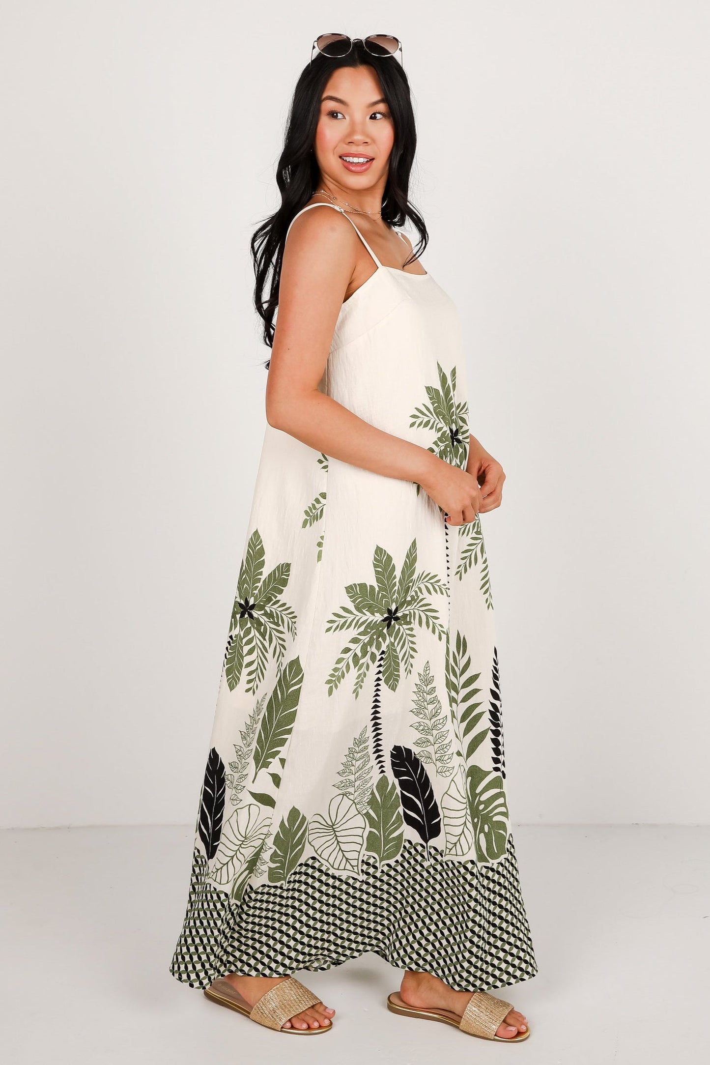FINAL SALE - Wherever You Go Leaf Print Maxi Dress