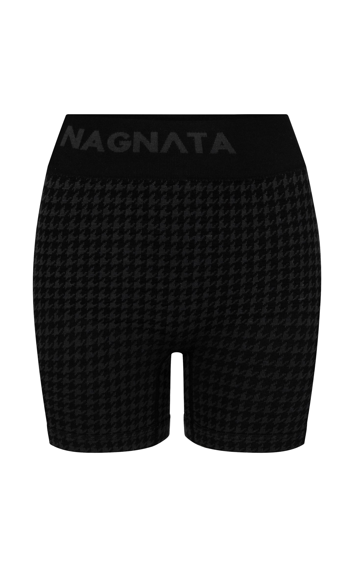 Houndstooth Wool Mini Short - Black