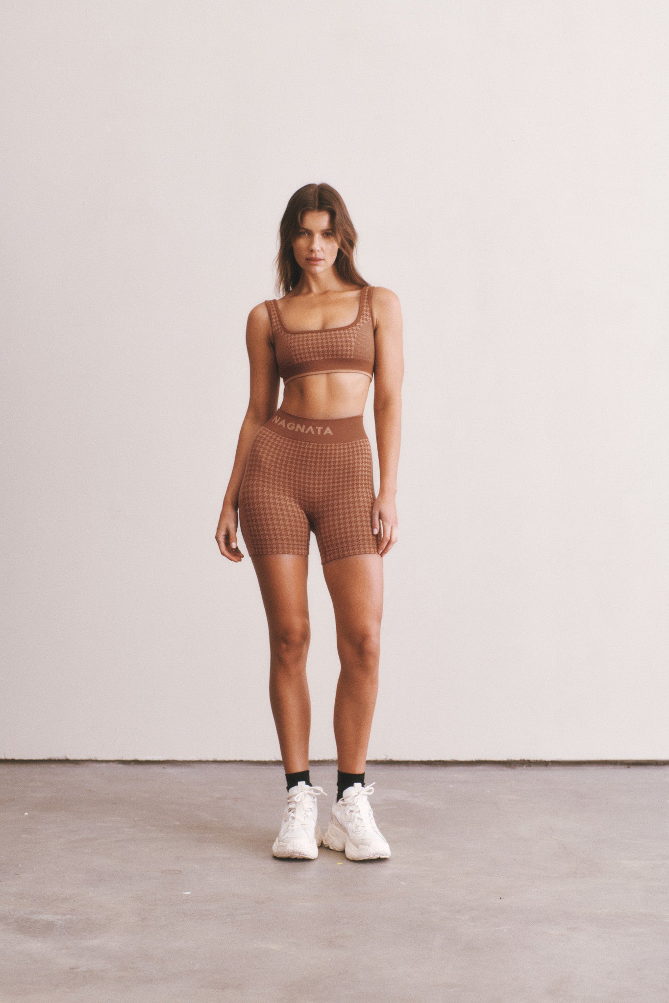 Houndstooth Wool Mini Short - Spice