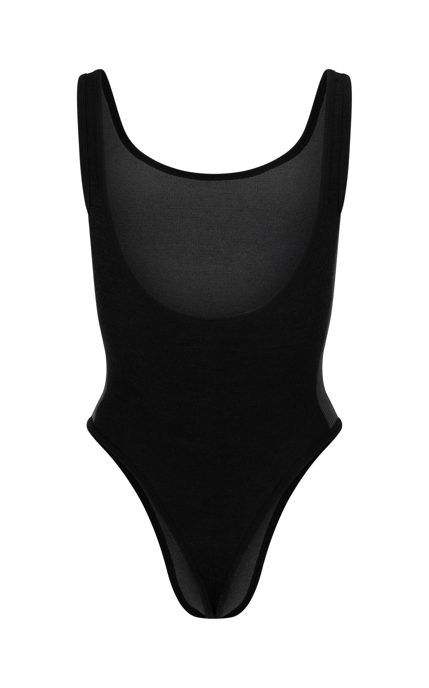 Houndstooth Wool Bodysuit - Black