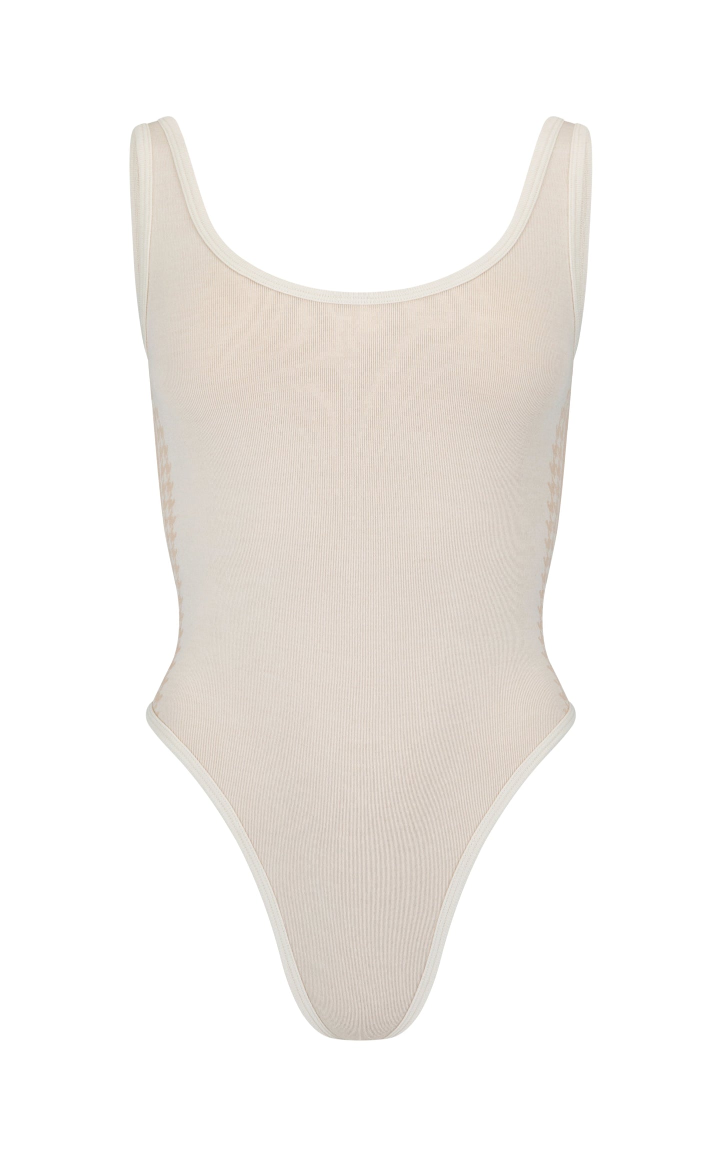 Houndstooth Wool Bodysuit - Bone White