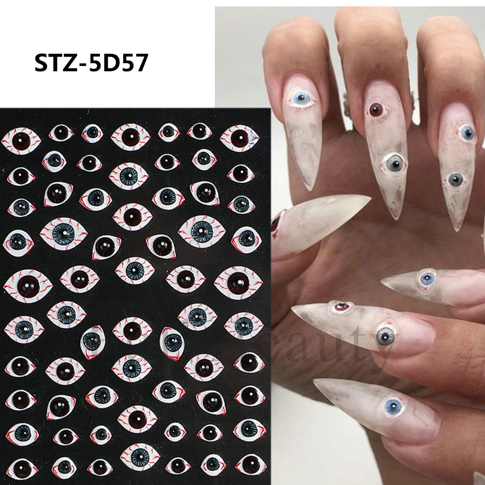Halloween Skull Spider Bone Pumpkin Nail Stickers