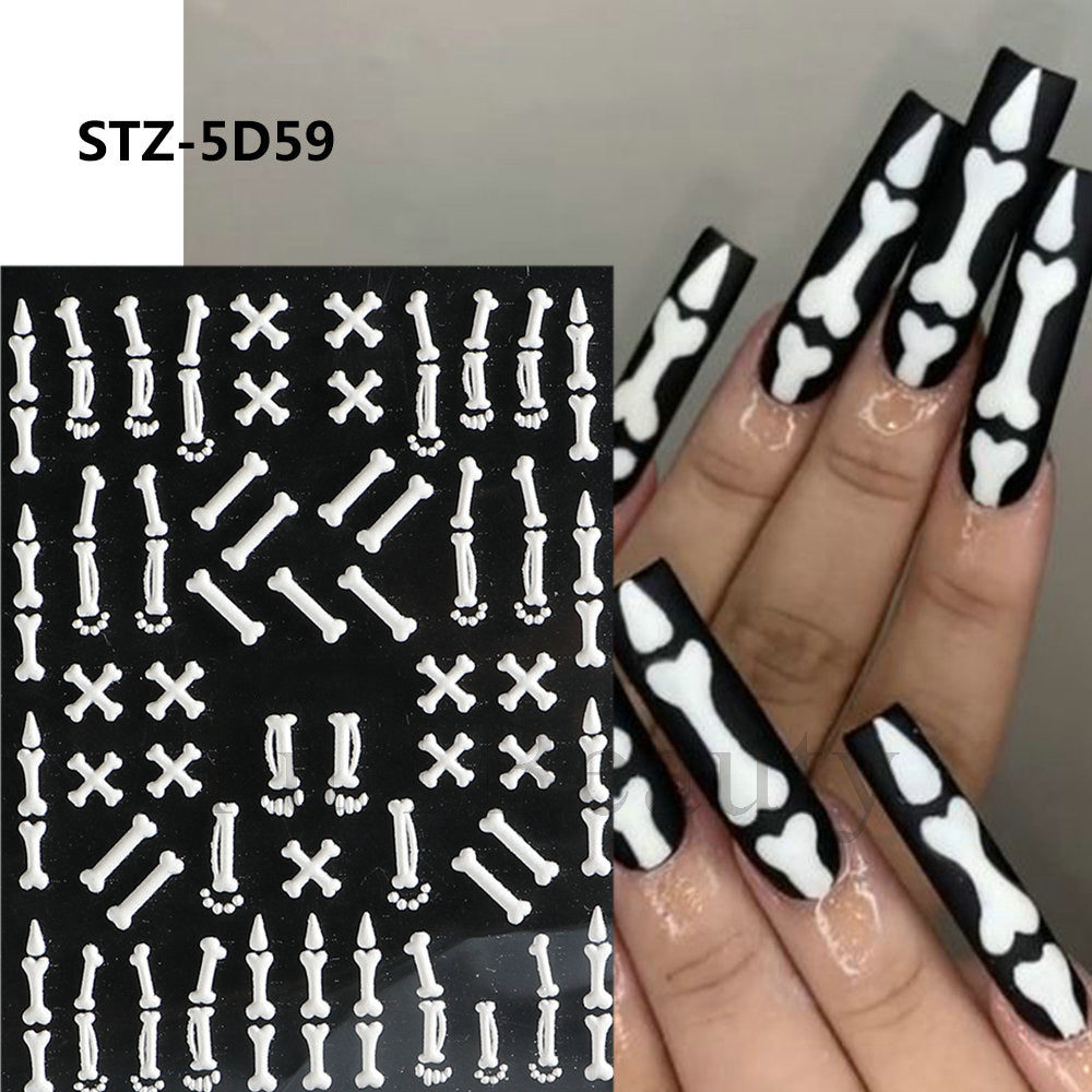 Halloween Skull Spider Bone Pumpkin Nail Stickers