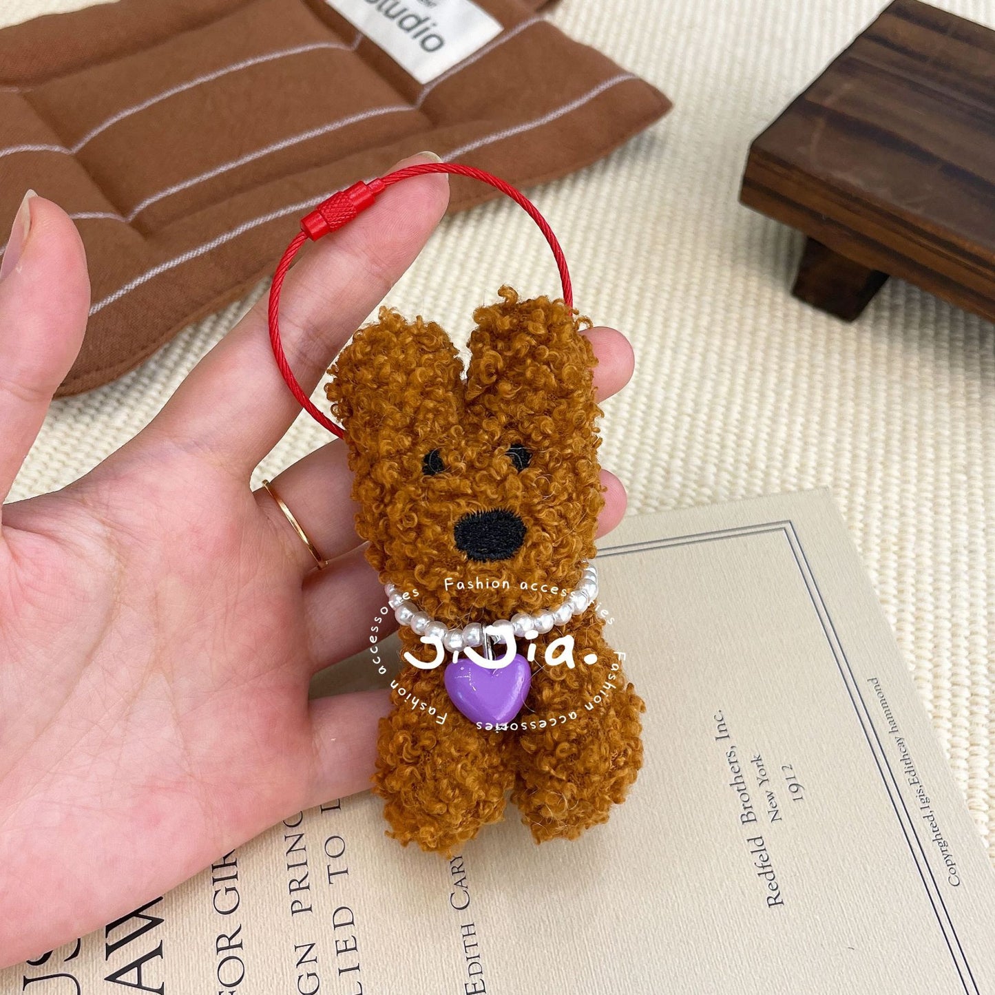 Korean cute plush puppy pendant sweet cartoon school bag pendant