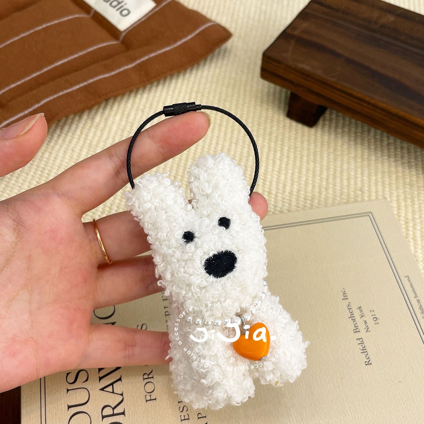Korean cute plush puppy pendant sweet cartoon school bag pendant