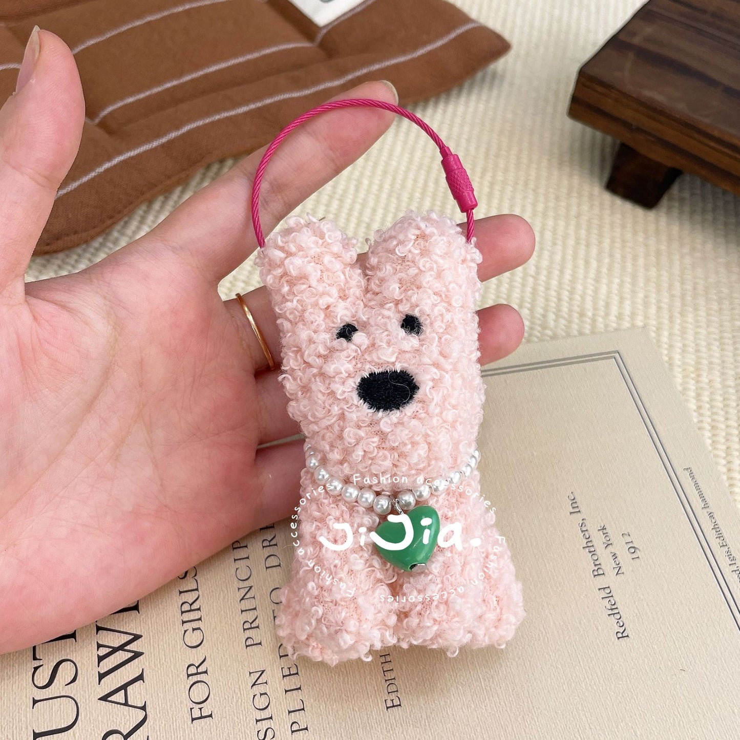 Korean cute plush puppy pendant sweet cartoon school bag pendant