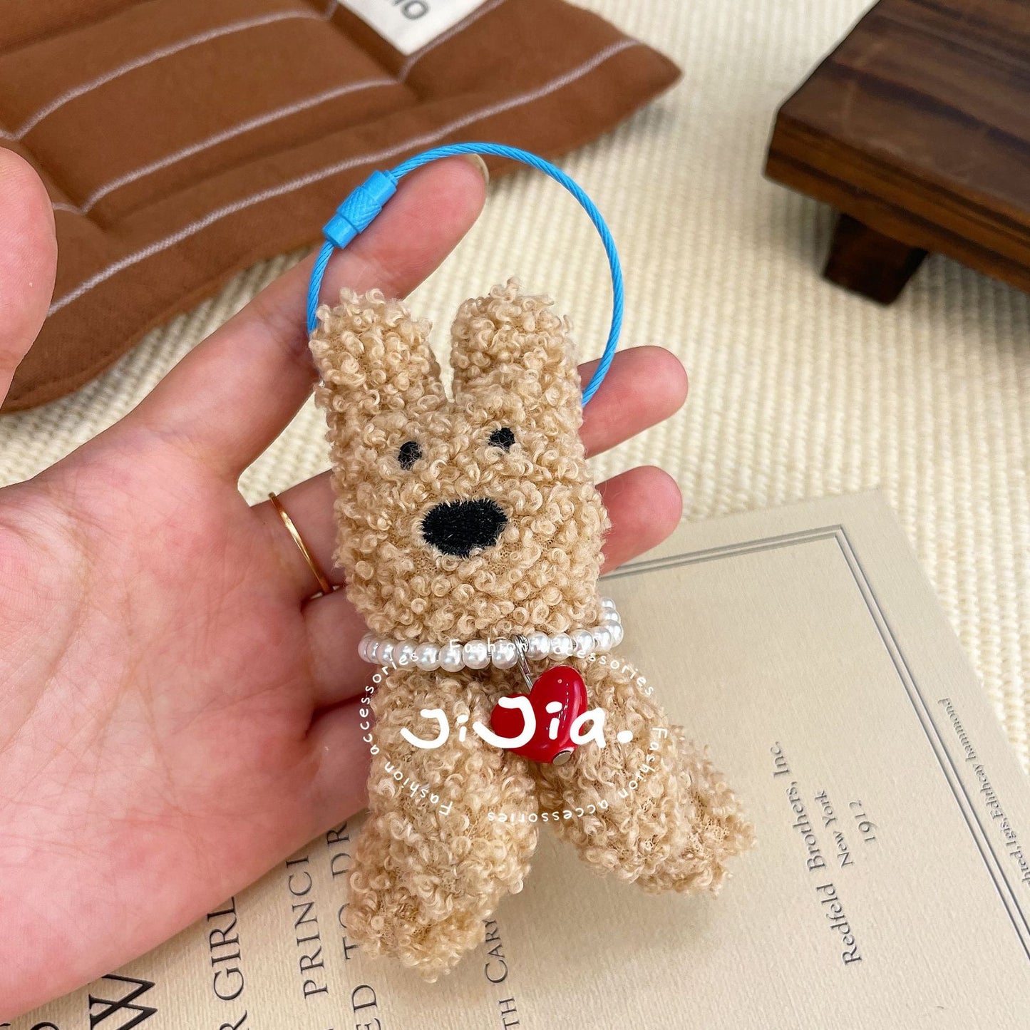 Korean cute plush puppy pendant sweet cartoon school bag pendant