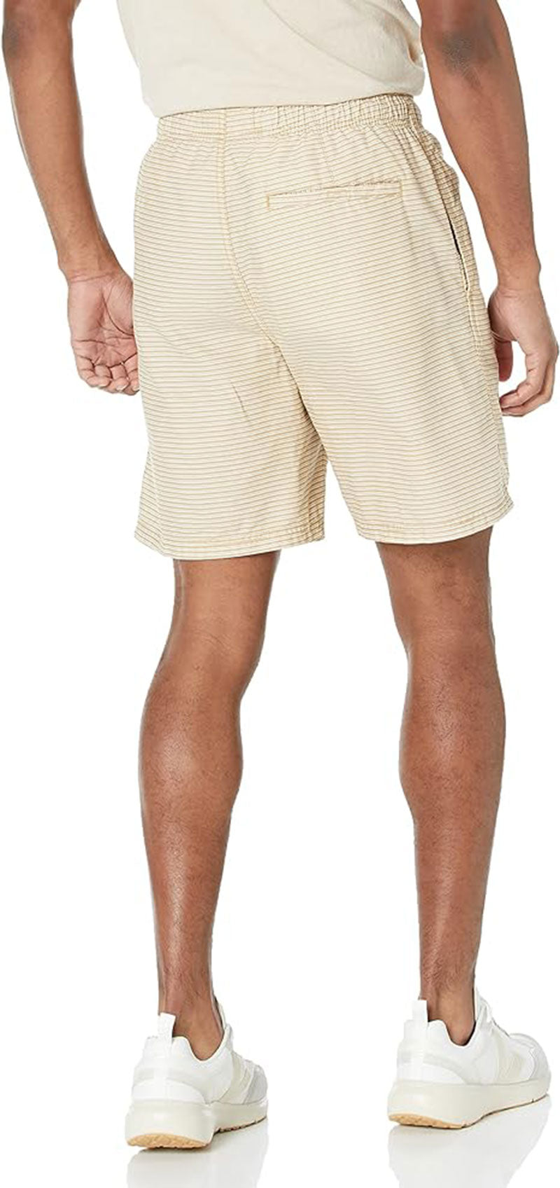Khaki Brown Stripes Men’s Drawstring Walk Shorts