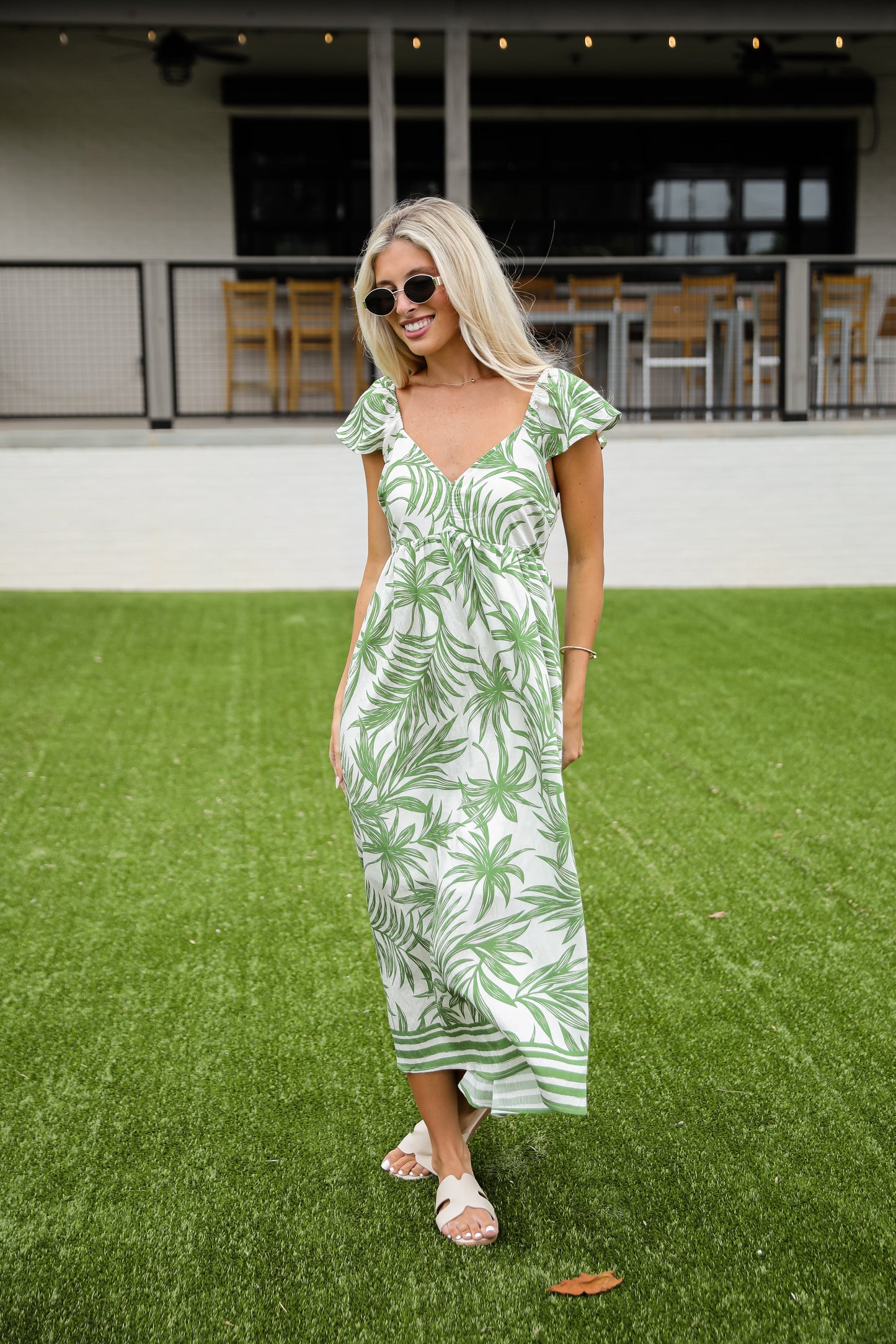 FINAL SALE - Follow You Anywhere Leaf Print Maxi Dress