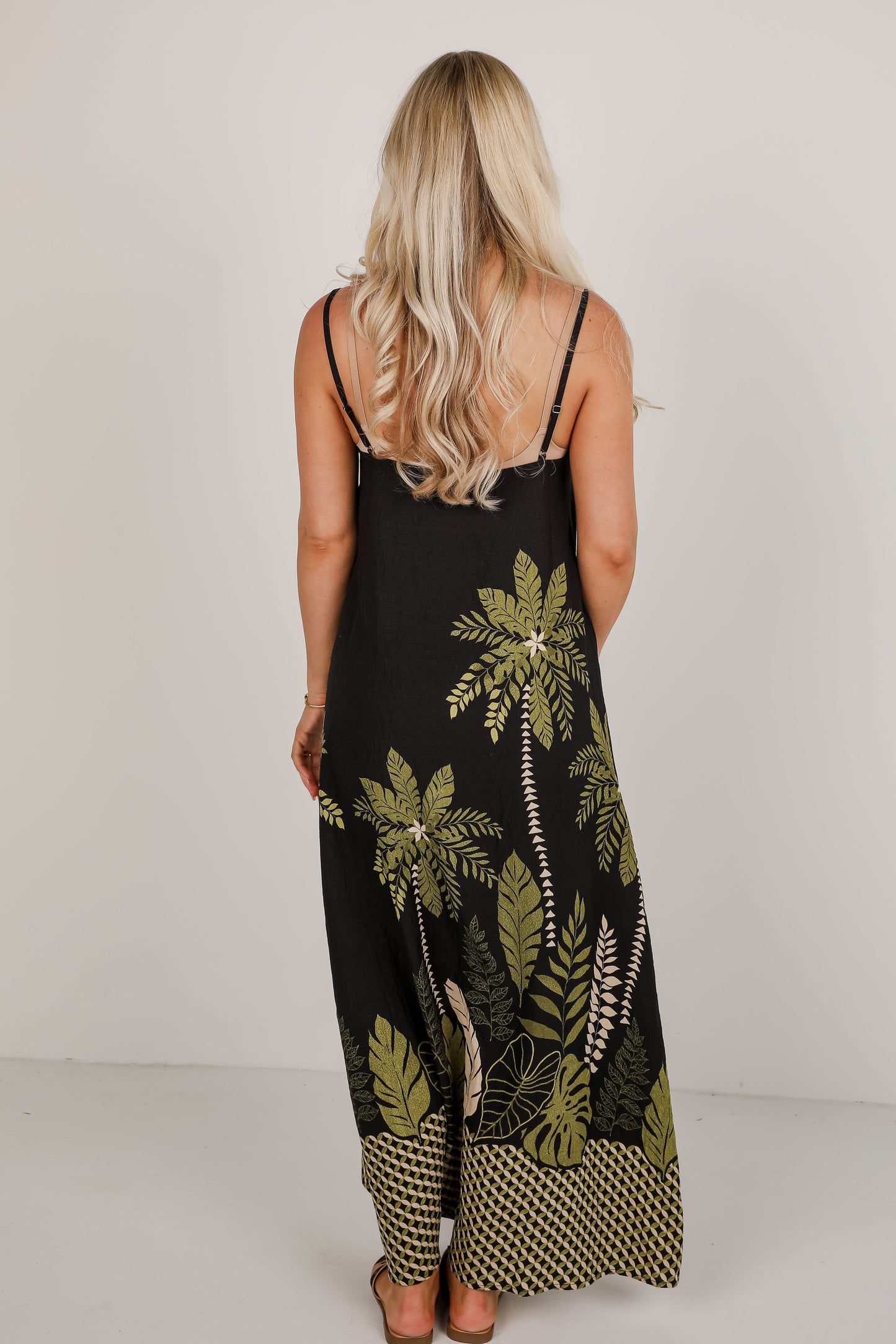 FINAL SALE - Wherever You Go Leaf Print Maxi Dress