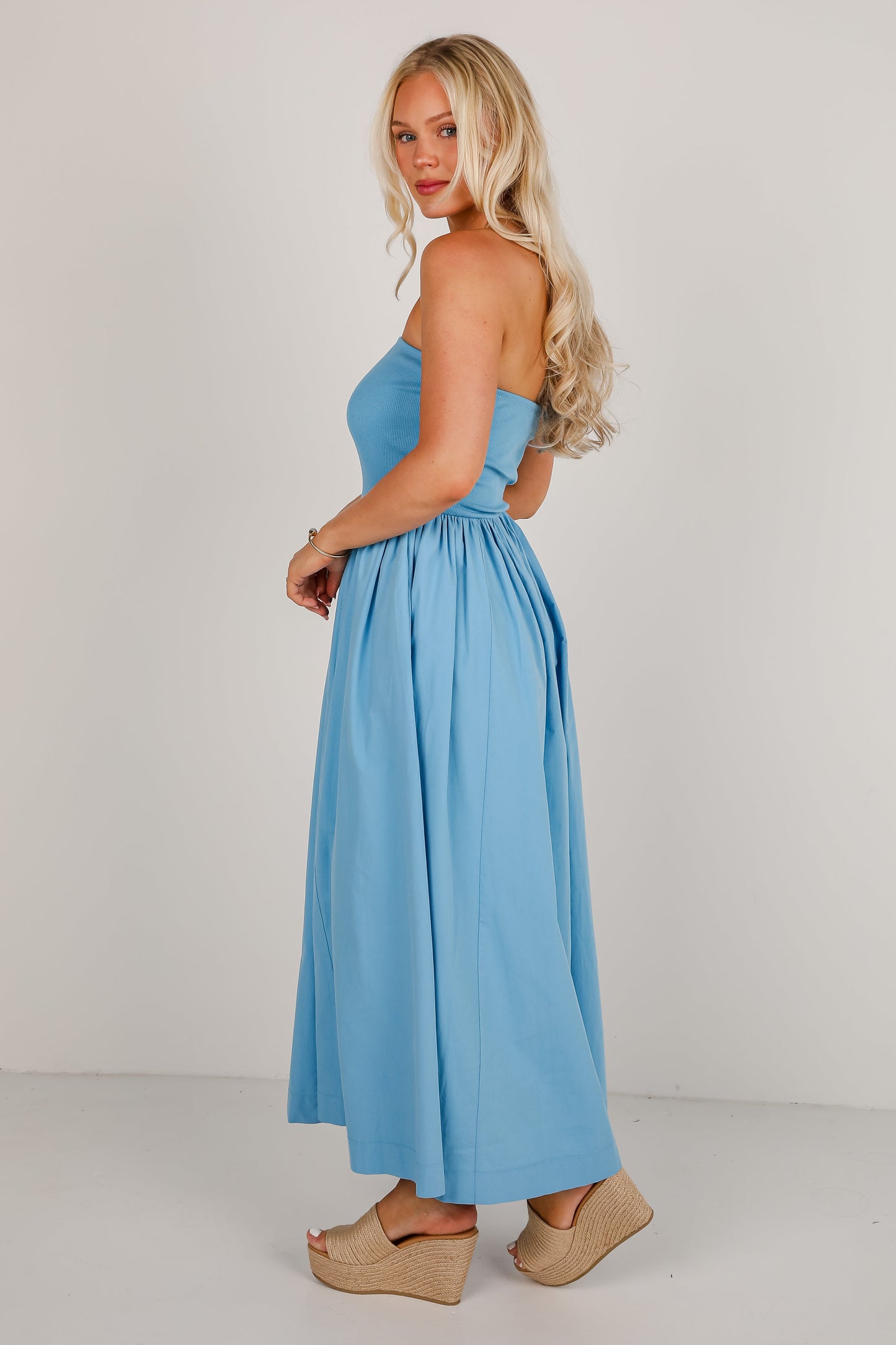 Looking Out For You Strapless Contrast Maxi Dress