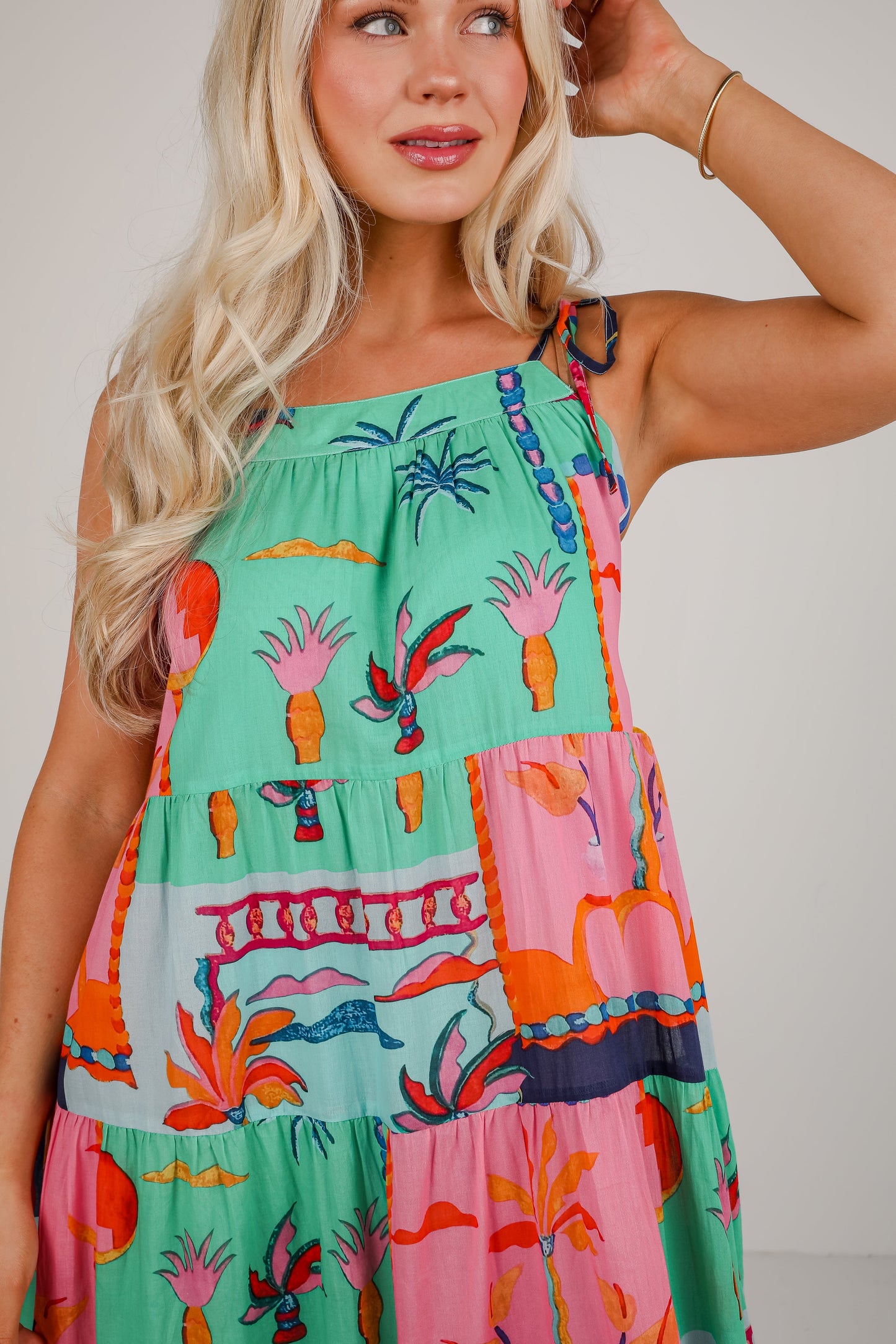 FINAL SALE - Sunset By The Sea Blue Tropical Tiered Maxi Dress