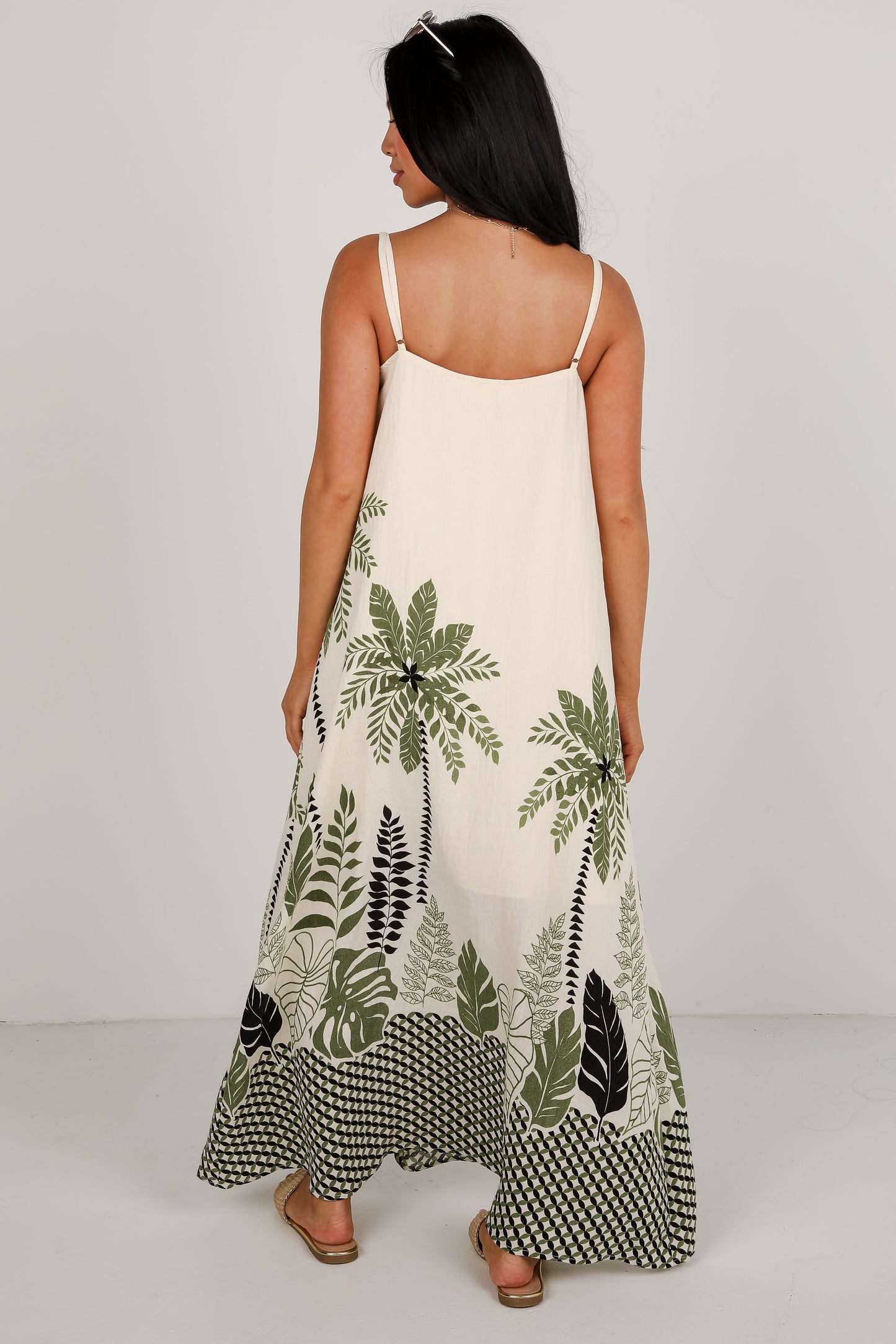 FINAL SALE - Wherever You Go Leaf Print Maxi Dress