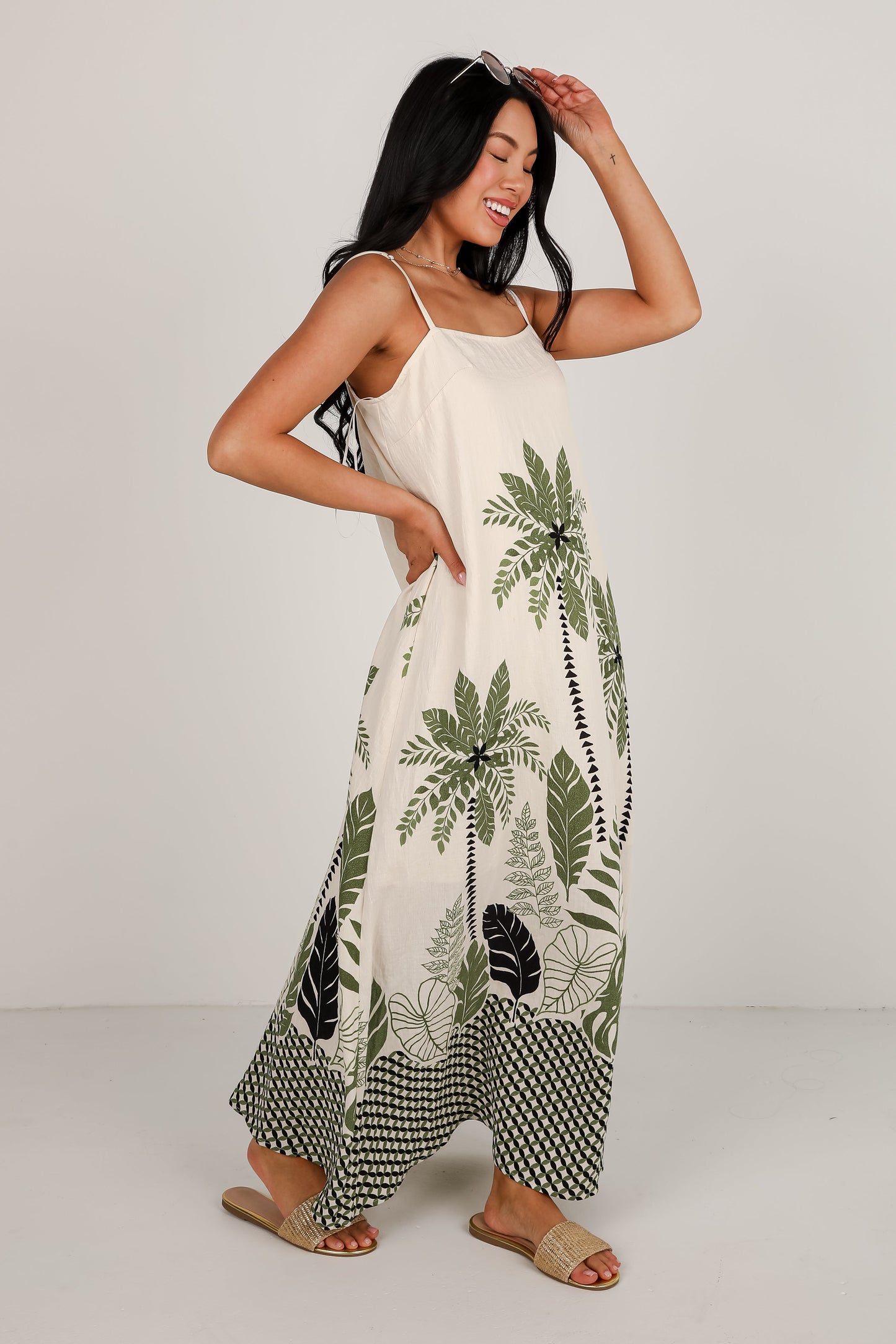FINAL SALE - Wherever You Go Leaf Print Maxi Dress