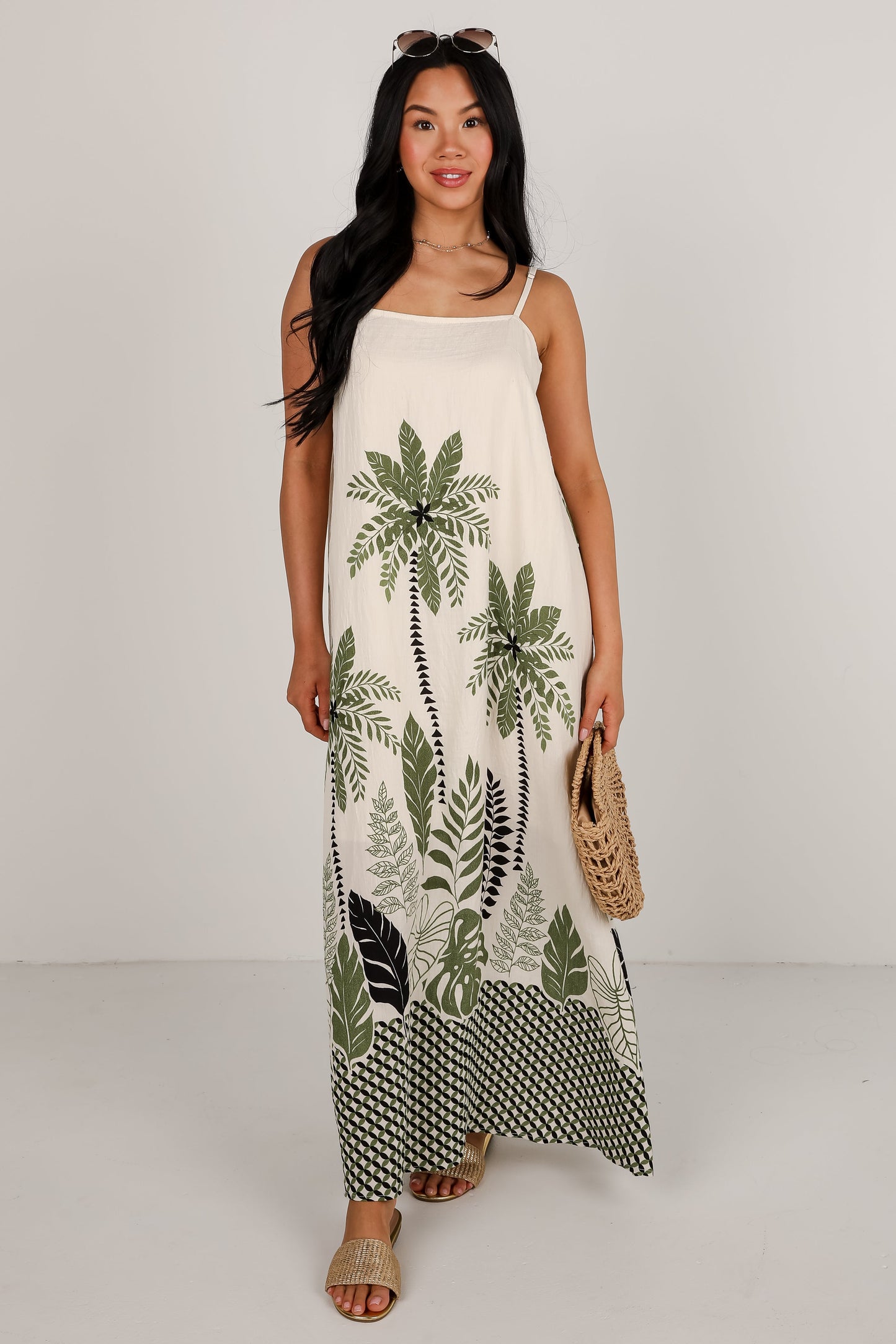 FINAL SALE - Wherever You Go Leaf Print Maxi Dress