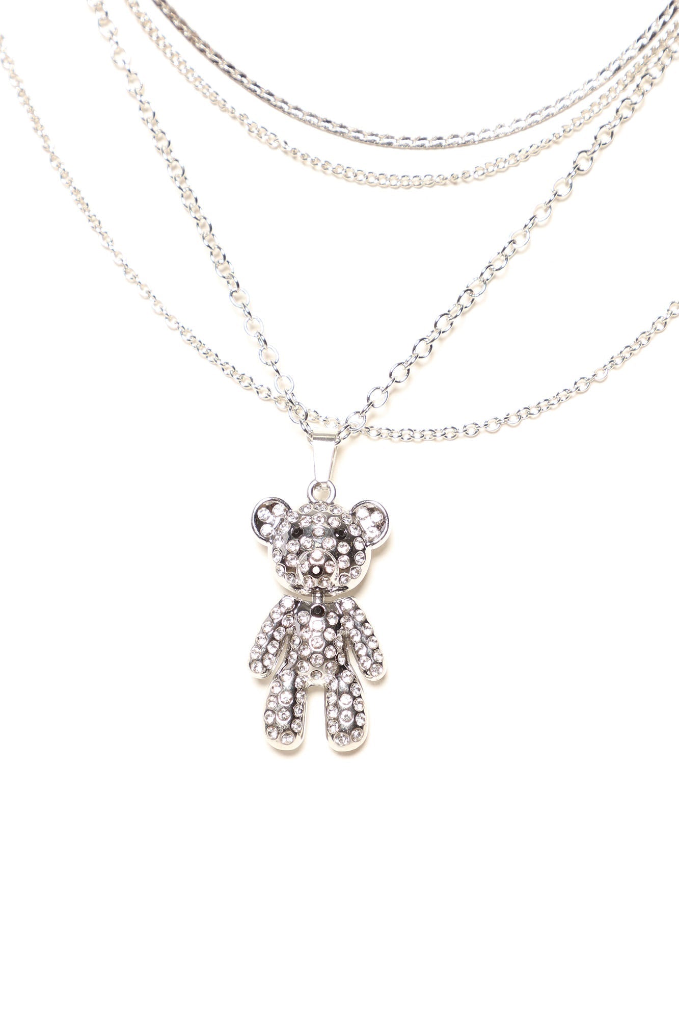 Beary Noticeable Layered Necklace – Silver