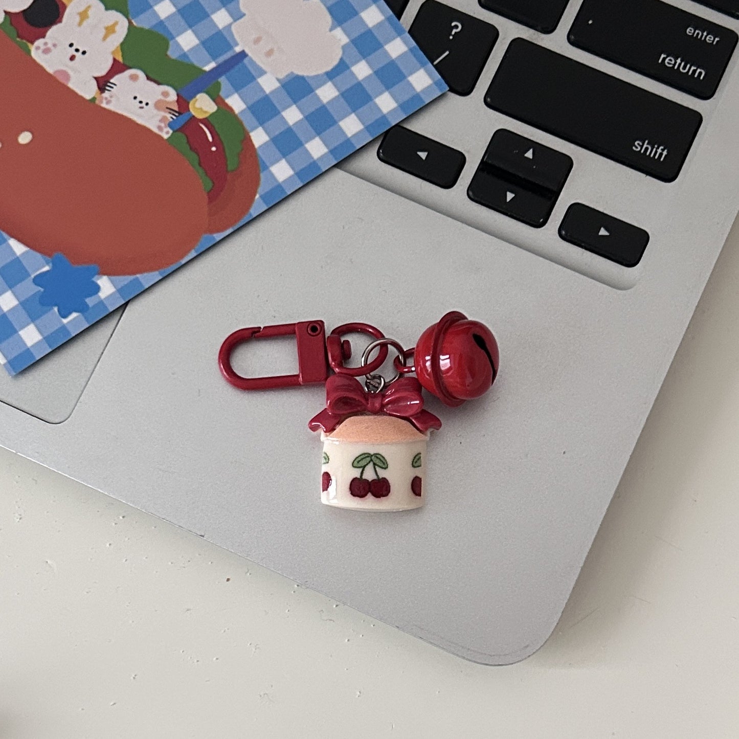 Retro berry red cartoon keychain