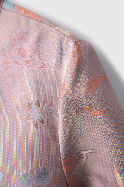 Double-sided different-color new Chinese style silk jacquard dress