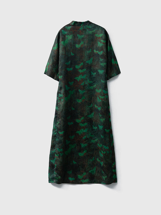 Silk shantung silk jacquard flower Chinese style dress